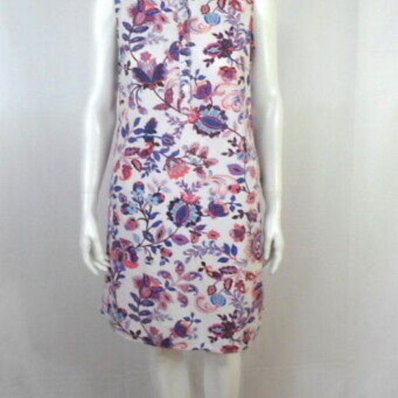 IB Diffusion Multi Floral Paisley Shirt Dress Sleeveless Half Button Up - Picture 2 of 9
